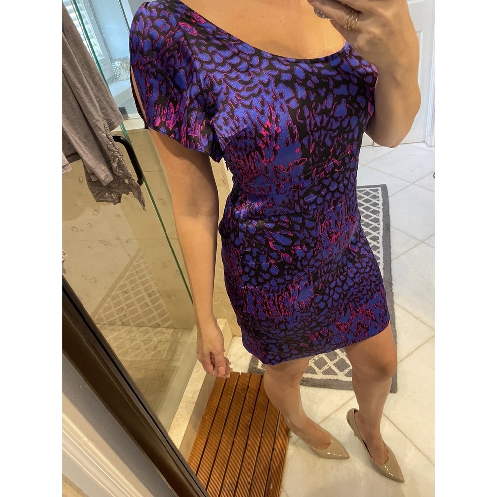 Tracy Reese Frock Anthropologie Silk Impressionist Print Dress Purple Blue S NWT